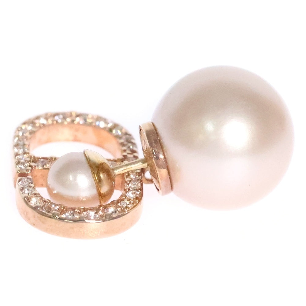 Christian Dior(クリスチャンディオール) CDロゴ ラインストーン フェイクパール ピアス イヤーアクセサリー ピンク