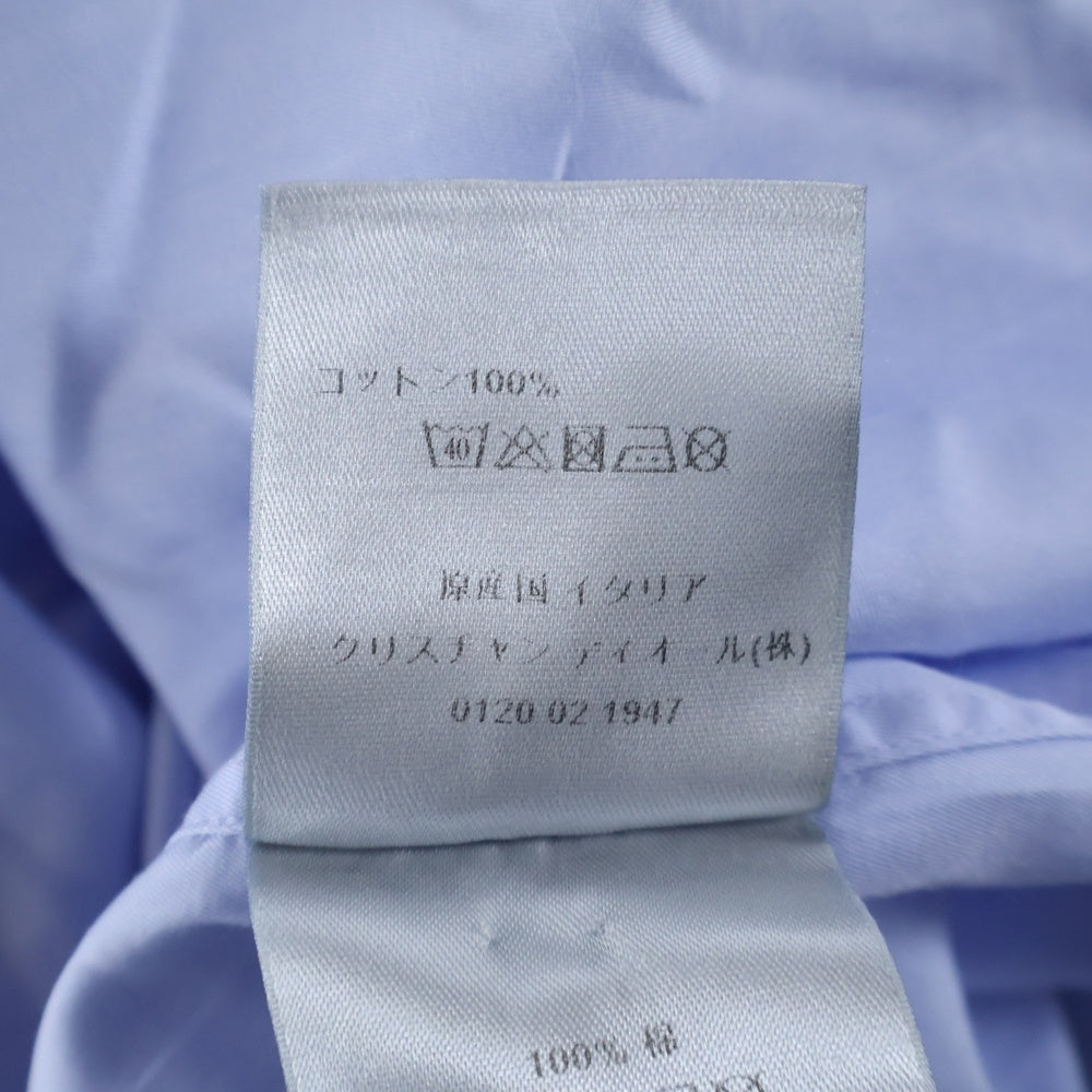 Dior HOMME(ディオールオム) BEE ワンポイント刺繍 比翼ボタン 半袖 レギュラーカラー シャツ ブルー DM3C518B5132
