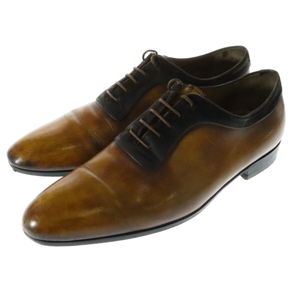 Berluti(ベルルッティ) スウェード切り替え コンビレザー レースアップ ローカット ドレス ビジネスシューズ ブラウン