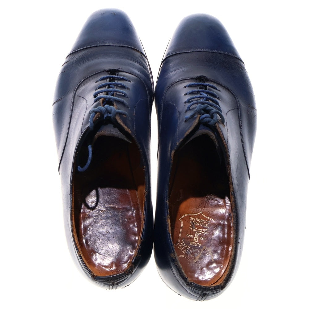 FOSTER & SON(フォスターアンドサン) ストレートチップ レザー レースアップ ドレス ビジネスシューズ ブルー