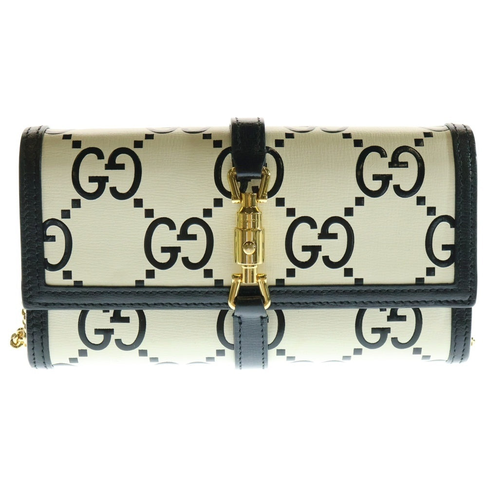 GUCCI(グッチ) ジャッキー1961 チェーンウォレット バイカラー ショルダーバッグ ブラック×ホワイト レザー 252681