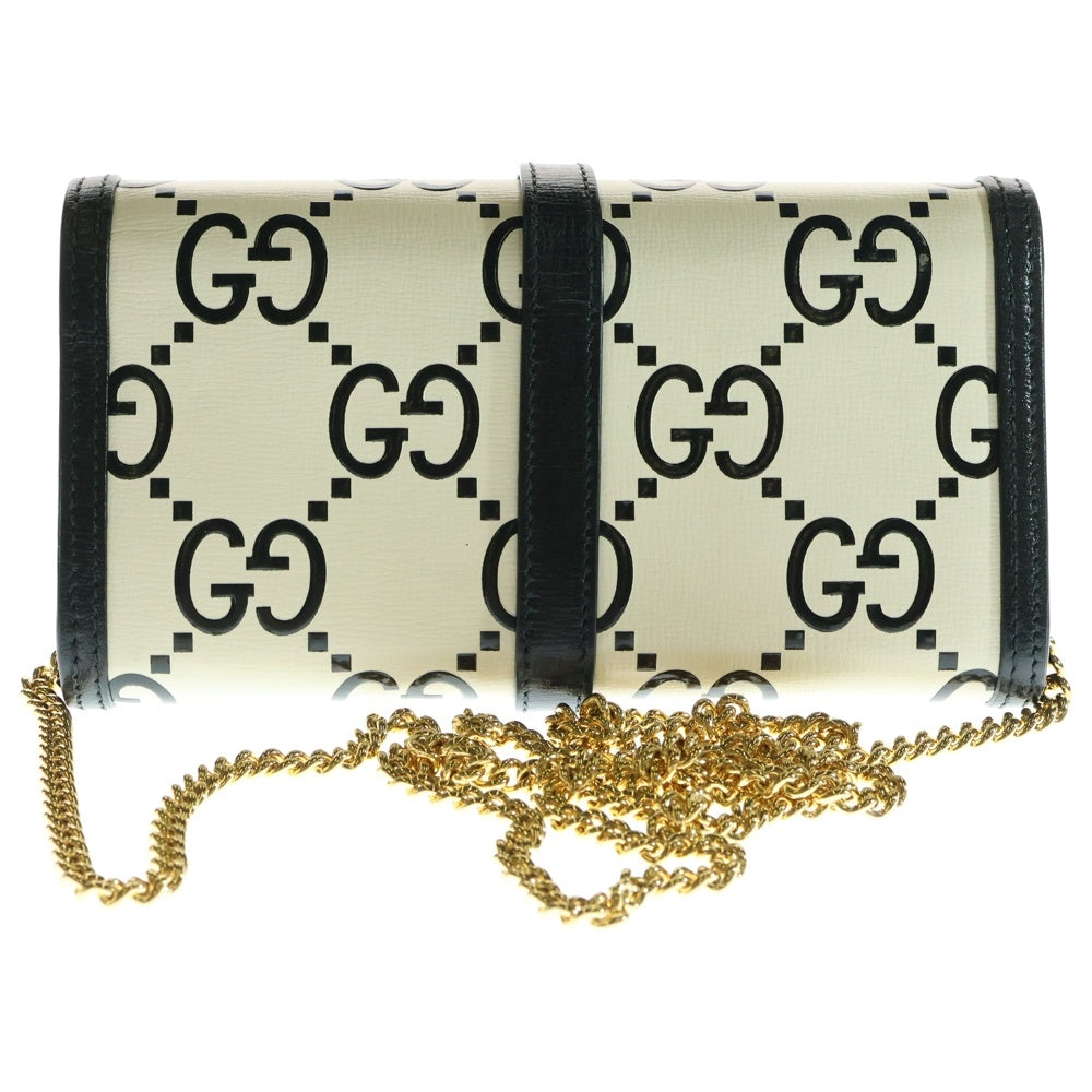 GUCCI(グッチ) ジャッキー1961 チェーンウォレット バイカラー ショルダーバッグ ブラック×ホワイト レザー 252681