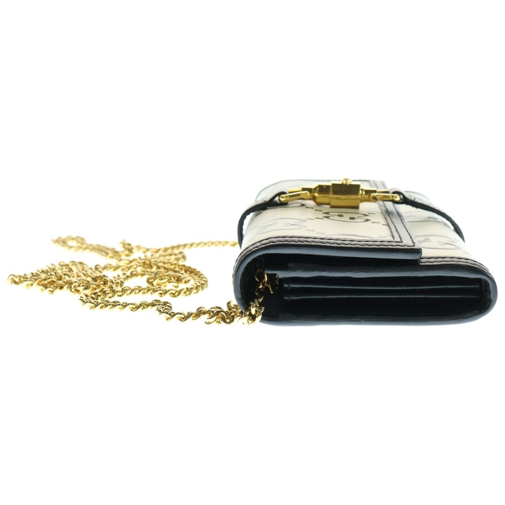 GUCCI(グッチ) ジャッキー1961 チェーンウォレット バイカラー ショルダーバッグ ブラック×ホワイト レザー 252681