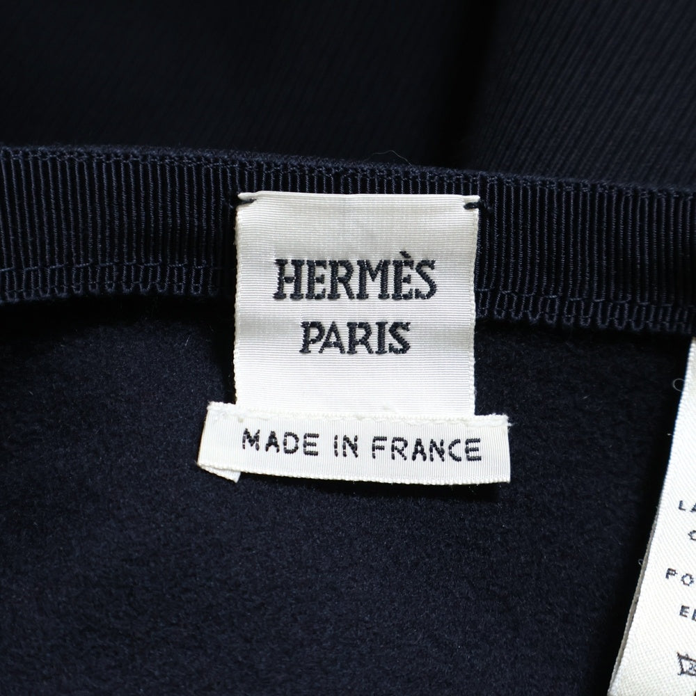 HERMES(エルメス) カシミヤ混 ウール タック サイドジップ ロングスカート ネイビー レディース