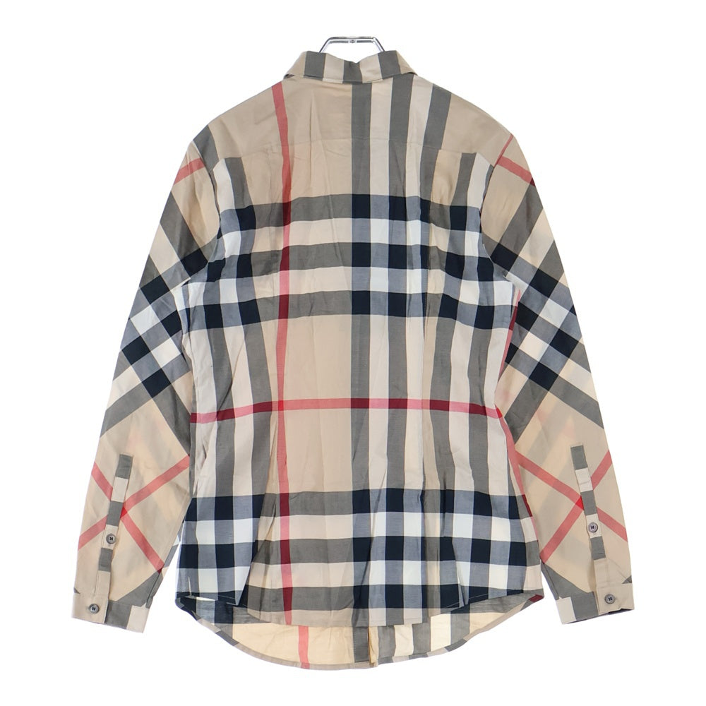 BURBERRY(バーバリー) ノバチェック総柄 比翼ボタン コットン 長袖シャツ ベージュ 3918091
