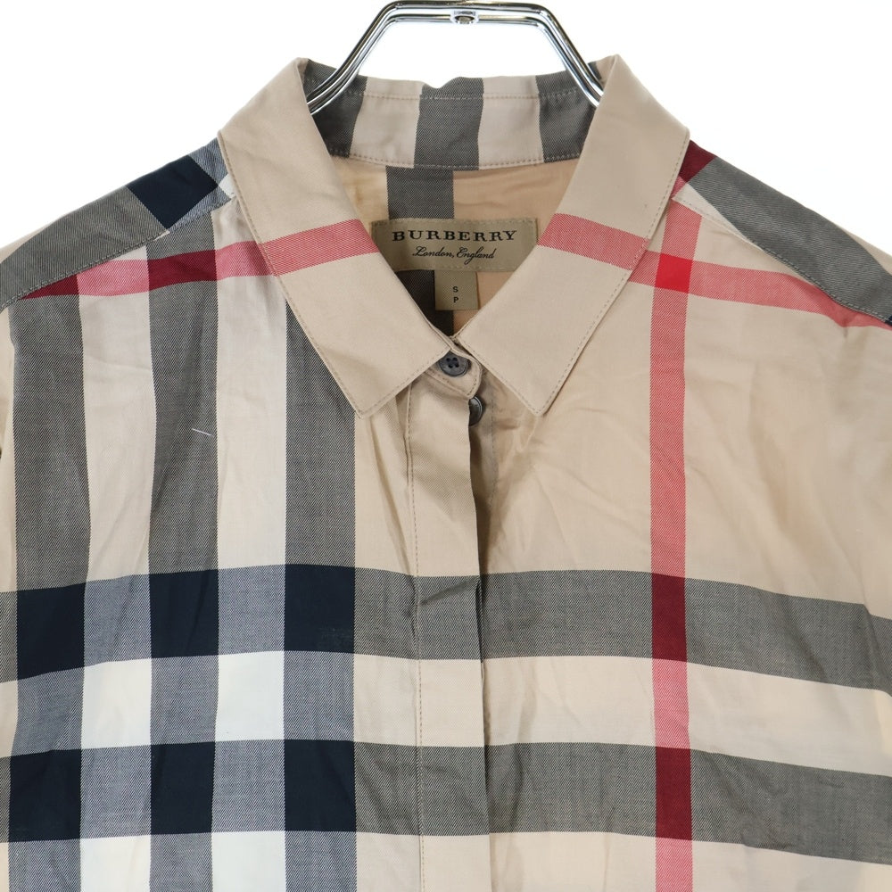 BURBERRY(バーバリー) ノバチェック総柄 比翼ボタン コットン 長袖シャツ ベージュ 3918091