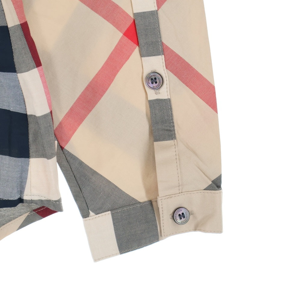 BURBERRY(バーバリー) ノバチェック総柄 比翼ボタン コットン 長袖シャツ ベージュ 3918091