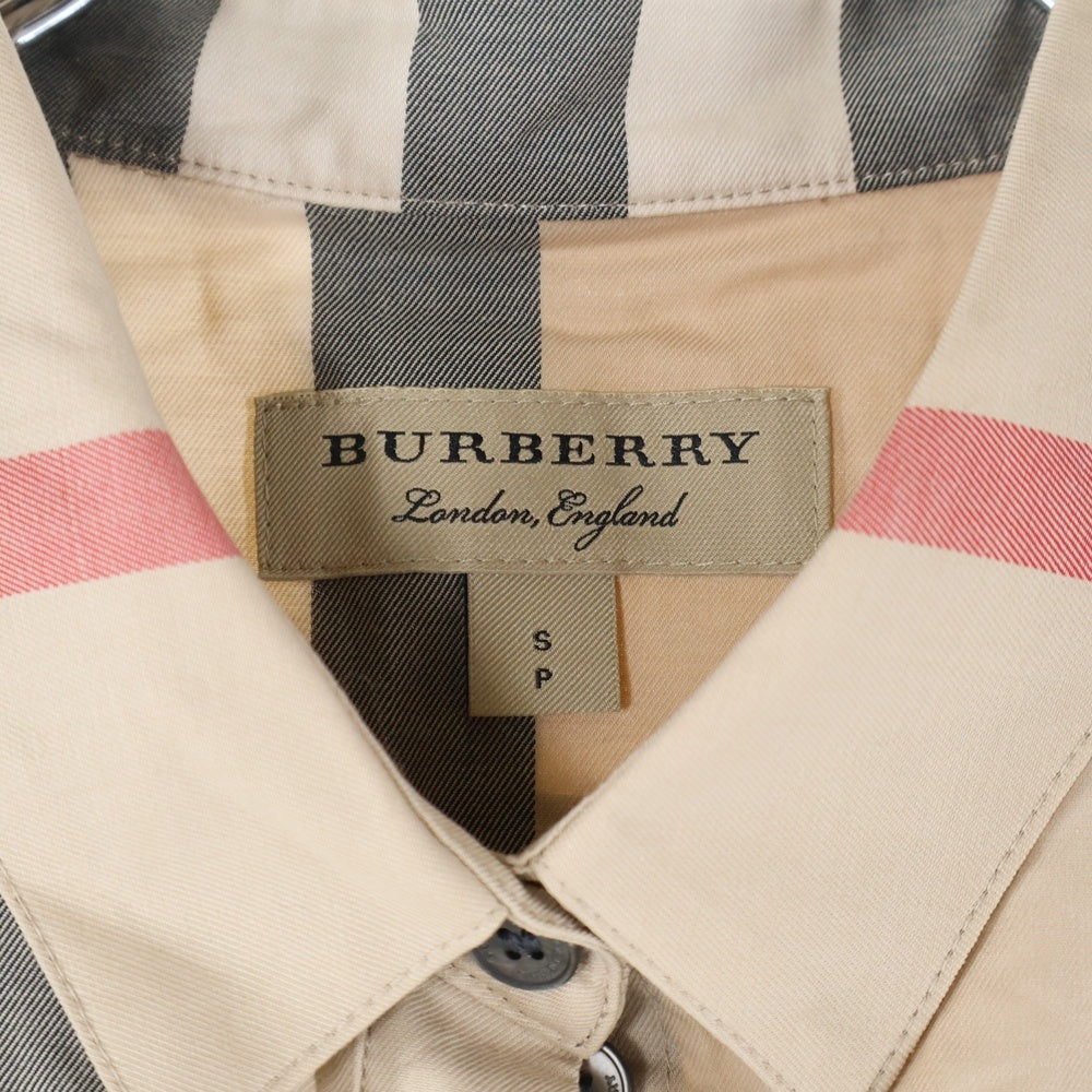 BURBERRY(バーバリー) ノバチェック総柄 比翼ボタン コットン 長袖シャツ ベージュ 3918091