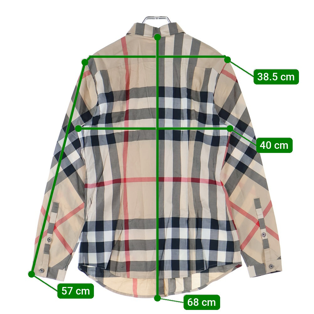 BURBERRY(バーバリー) ノバチェック総柄 比翼ボタン コットン 長袖シャツ ベージュ 3918091