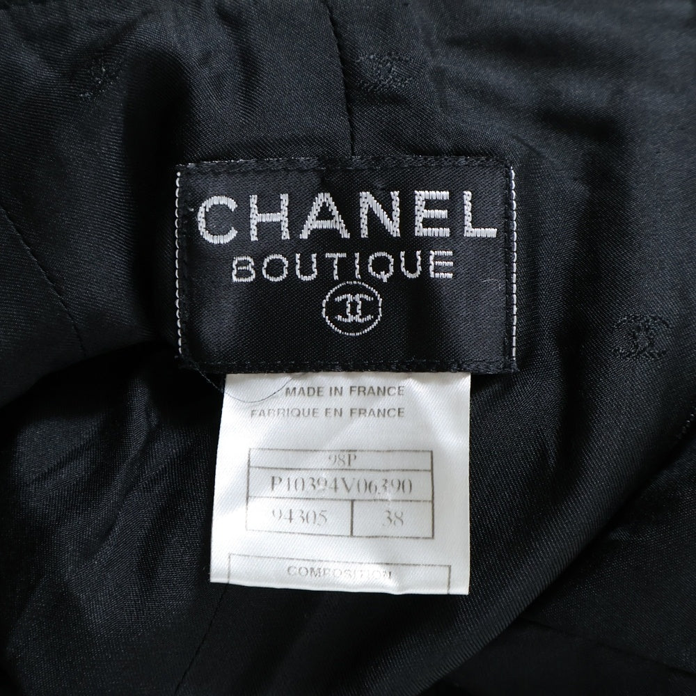 CHANEL(シャネル) 98P スプリングコレクション アセテート ビスコース ノースリーブ ミディアム ワンピース ブラック レディース P10394V06390