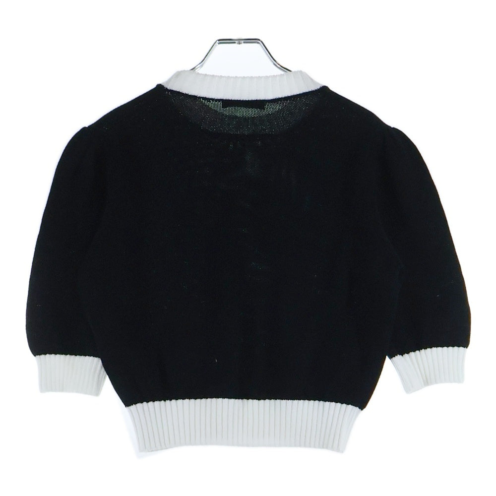 PRADA(プラダ) ロゴ クロップド半袖ニットセーター ブラック レディース P24I1R