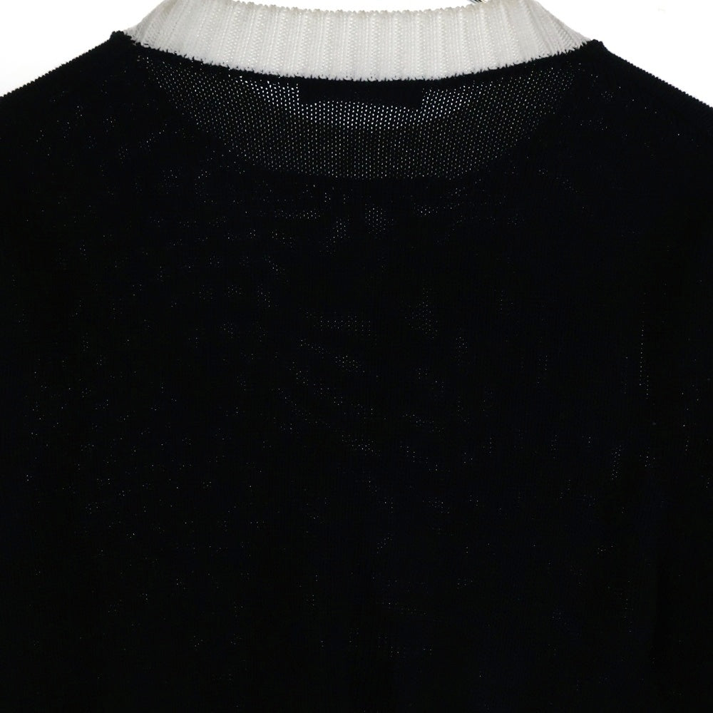 PRADA(プラダ) ロゴ クロップド半袖ニットセーター ブラック レディース P24I1R