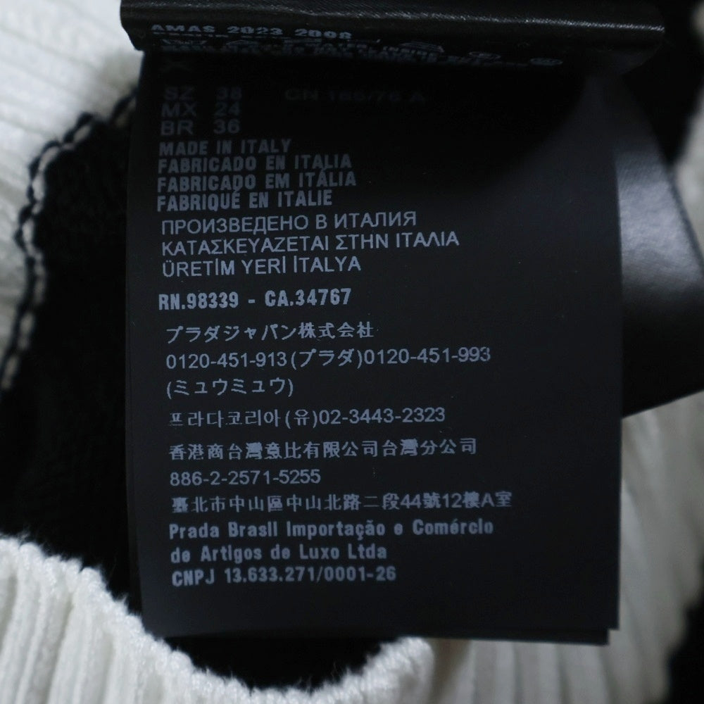 PRADA(プラダ) ロゴ クロップド半袖ニットセーター ブラック レディース P24I1R