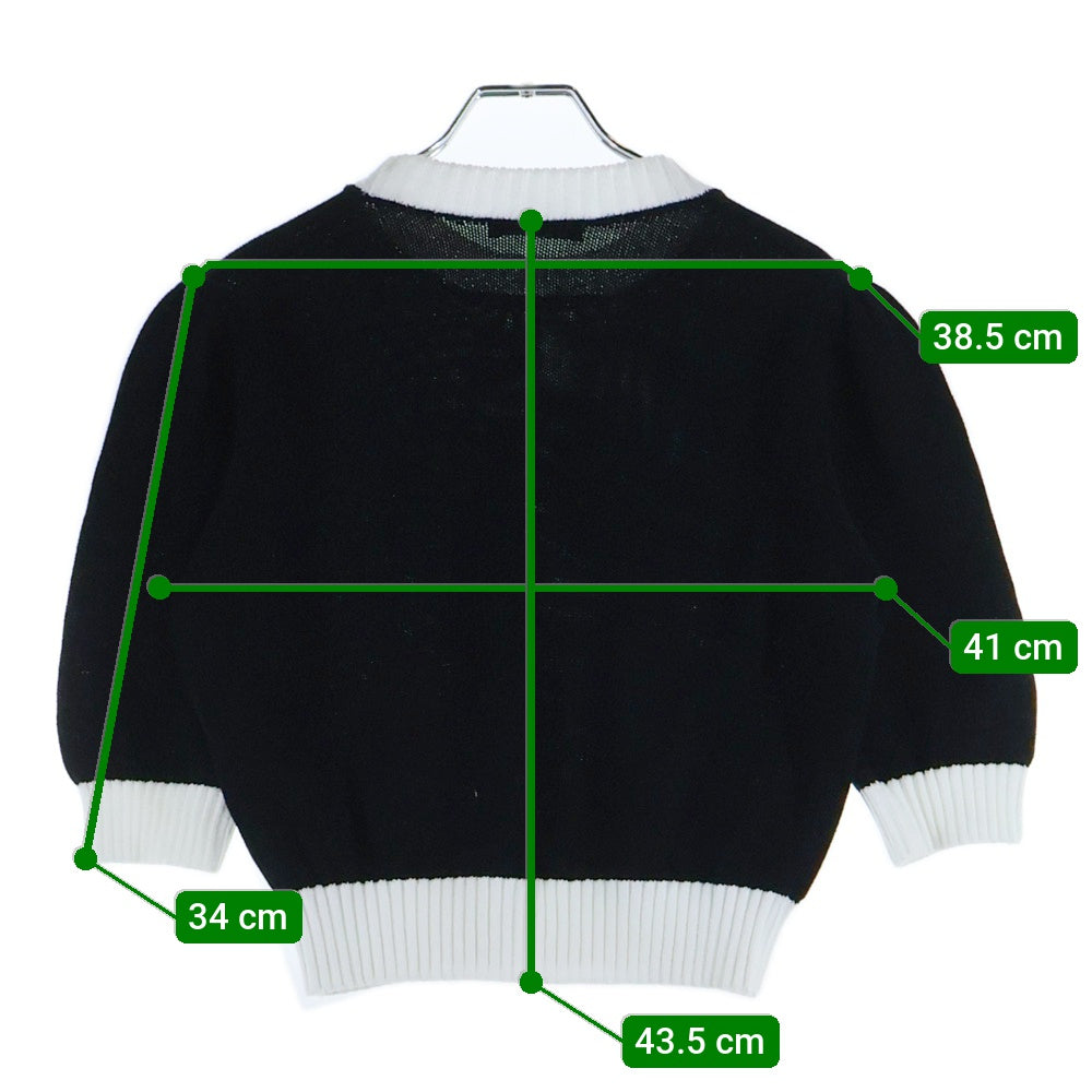 PRADA(プラダ) ロゴ クロップド半袖ニットセーター ブラック レディース P24I1R