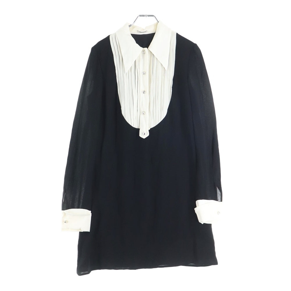 miumiu(ミュウミュウ) プリーツシャツ ドッキング ワンピース ホワイト×ブラック MF3114