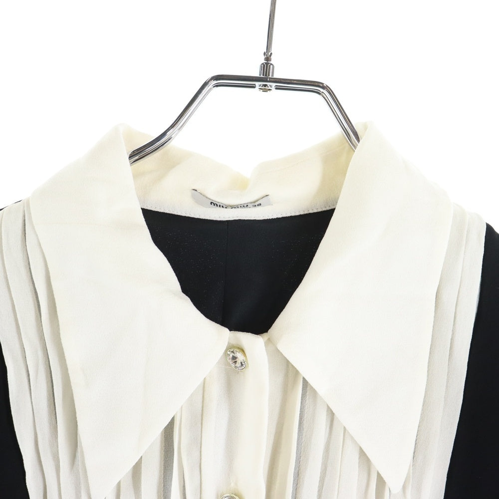 miumiu(ミュウミュウ) プリーツシャツ ドッキング ワンピース ホワイト×ブラック MF3114