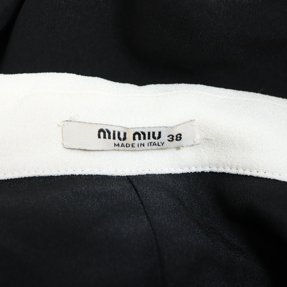 miumiu(ミュウミュウ) プリーツシャツ ドッキング ワンピース ホワイト×ブラック MF3114