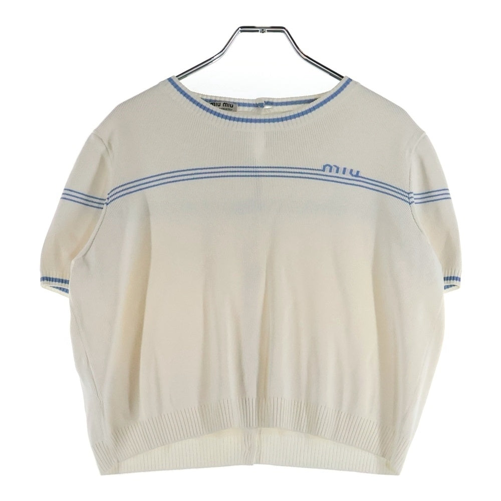 miumiu(ミュウミュウ) ロゴ バックボタン 半袖ニット レディース ホワイト MML041