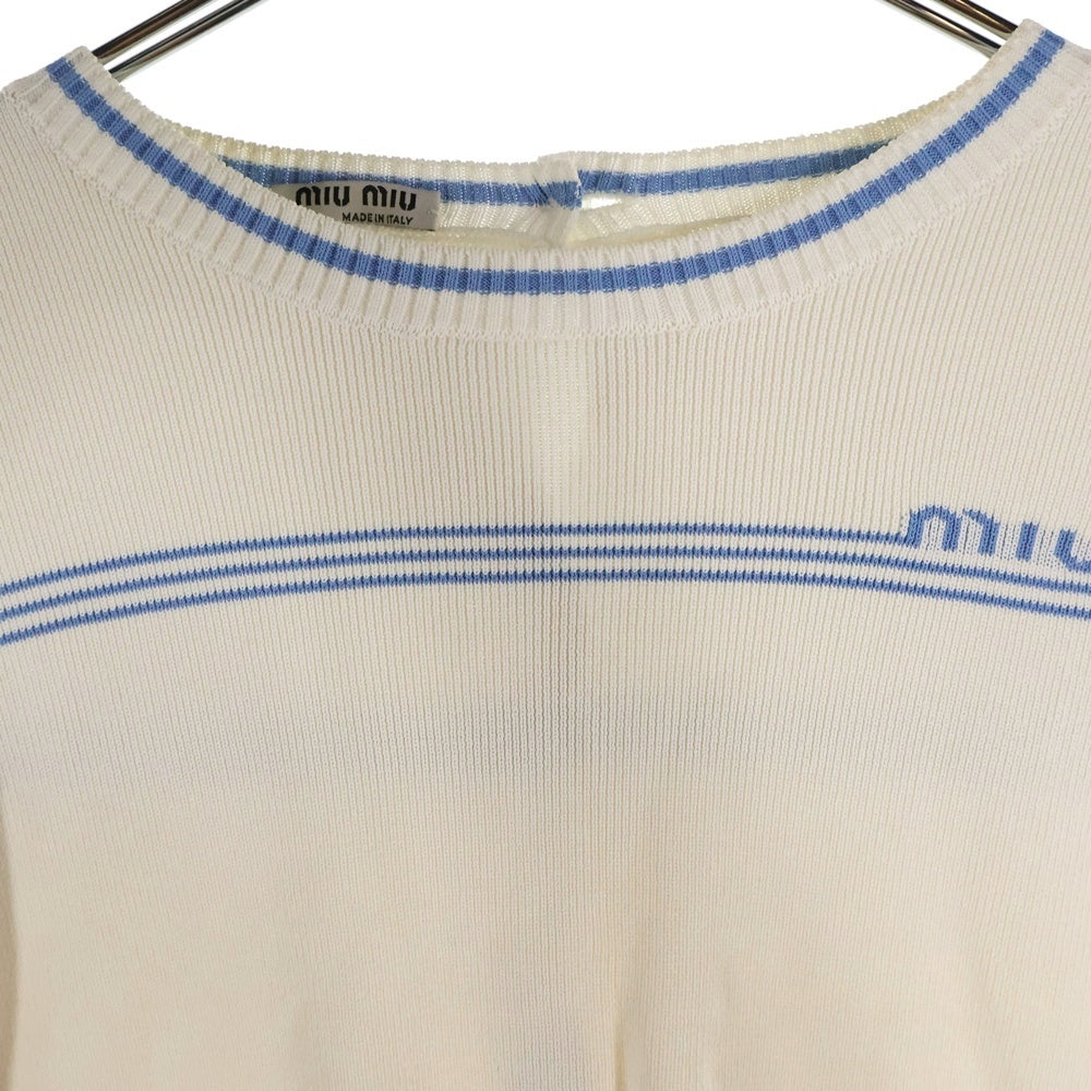 miumiu(ミュウミュウ) ロゴ バックボタン 半袖ニット レディース ホワイト MML041