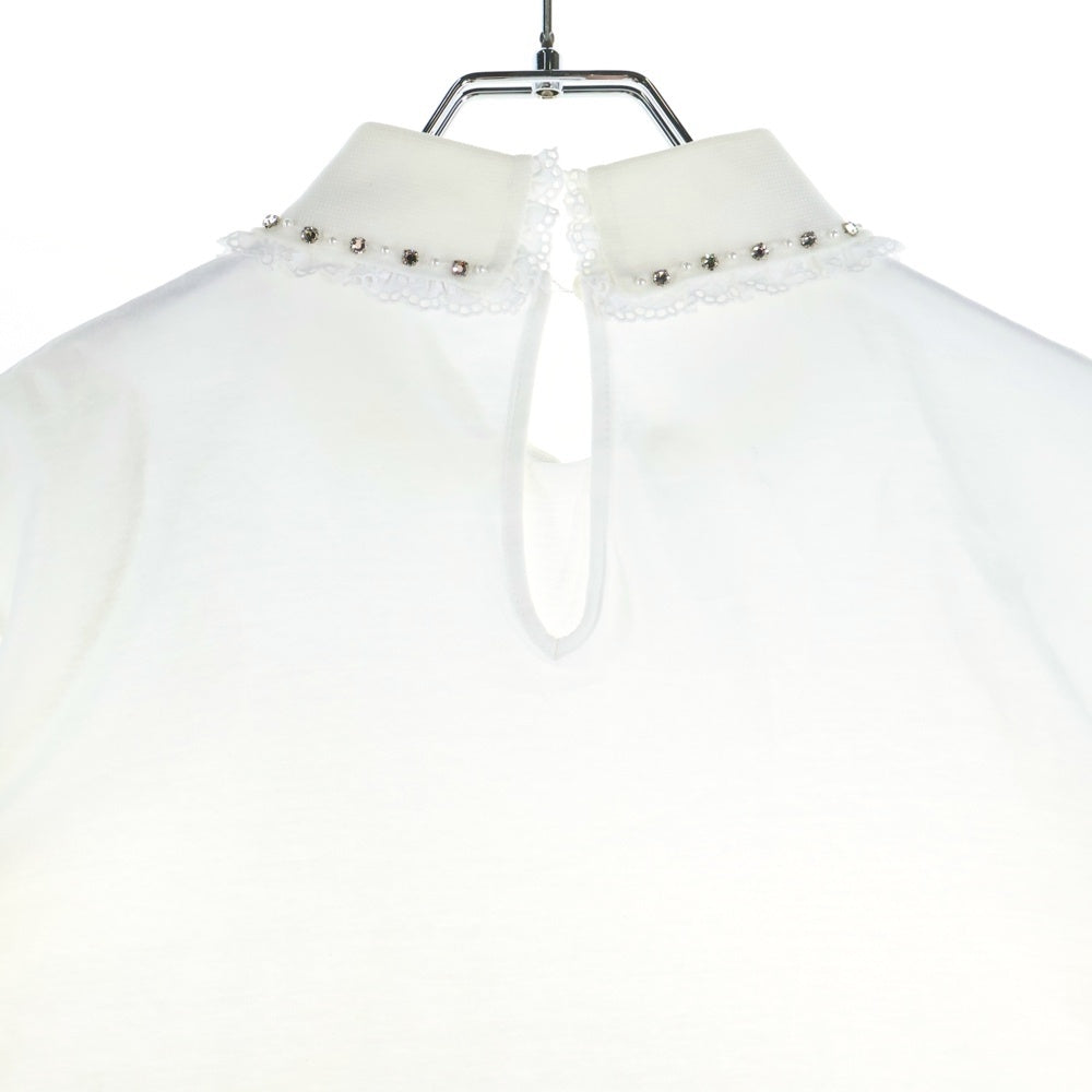 miumiu(ミュウミュウ) ロゴパッチ 襟ラインストーン装飾S/Sカットソー 半袖Tシャツ ホワイト レディース MJM966 1N98 AMM1 2017 86