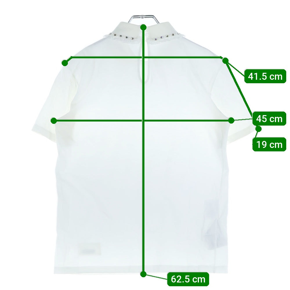 miumiu(ミュウミュウ) ロゴパッチ 襟ラインストーン装飾S/Sカットソー 半袖Tシャツ ホワイト レディース MJM966 1N98 AMM1 2017 86