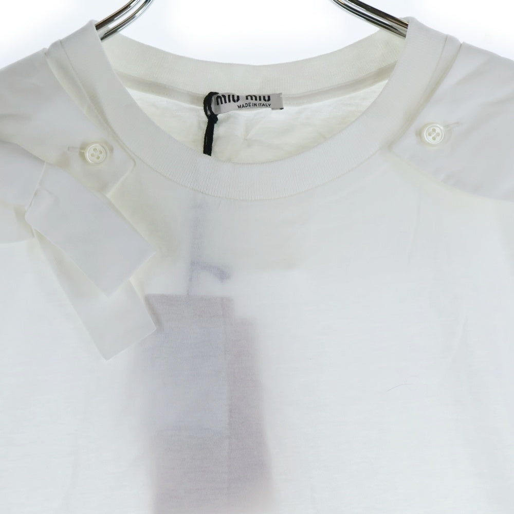 miumiu(ミュウミュウ) リボン ロゴクルーネック半袖Tシャツ ホワイト レディース MJN028