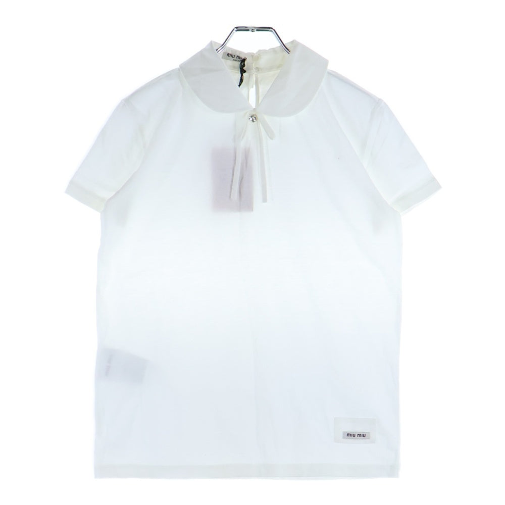 miumiu(ミュウミュウ) リボン モチーフ ロゴ 半袖Tシャツ ホワイト MJN029 レディース