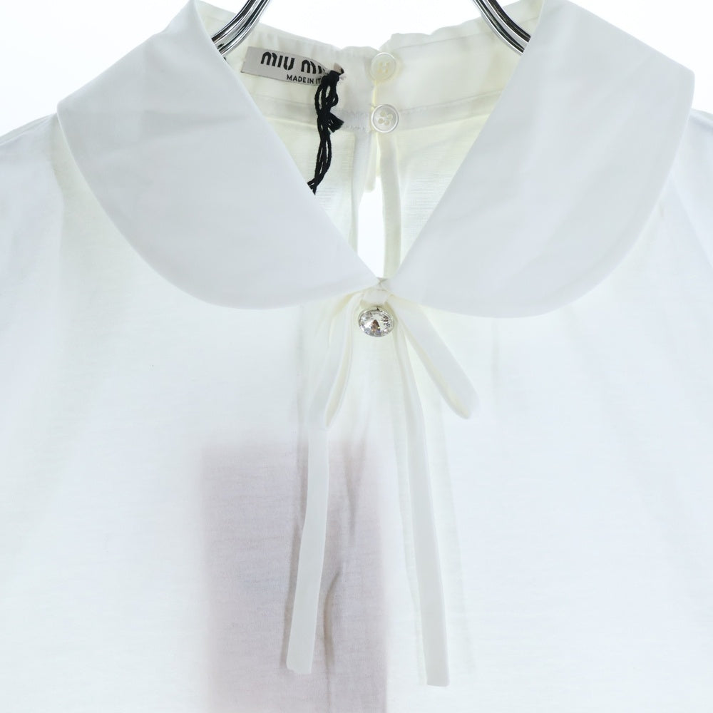 miumiu(ミュウミュウ) リボン モチーフ ロゴ 半袖Tシャツ ホワイト MJN029 レディース
