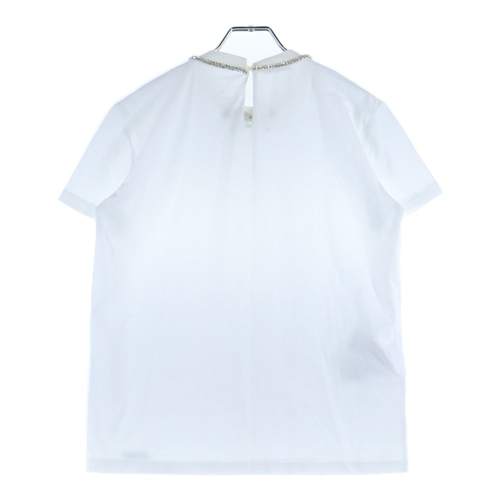 miumiu(ミュウミュウ) クリスタルリボンロゴ半袖Tシャツ ホワイト レディース MJN137