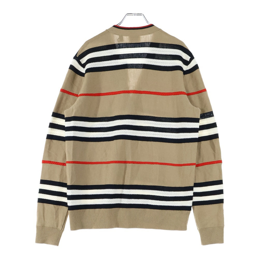BURBERRY(バーバリー) ボーダー総柄 ウール ニット カーディガン ベージュ 8084328