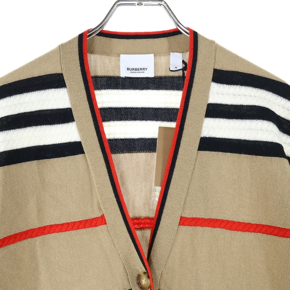 BURBERRY(バーバリー) ボーダー総柄 ウール ニット カーディガン ベージュ 8084328