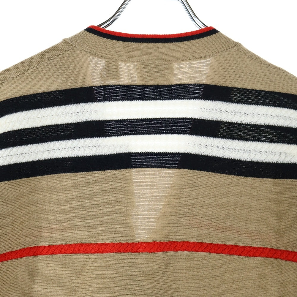 BURBERRY(バーバリー) ボーダー総柄 ウール ニット カーディガン ベージュ 8084328