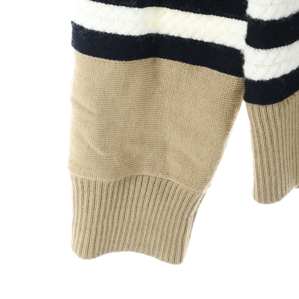 BURBERRY(バーバリー) ボーダー総柄 ウール ニット カーディガン ベージュ 8084328