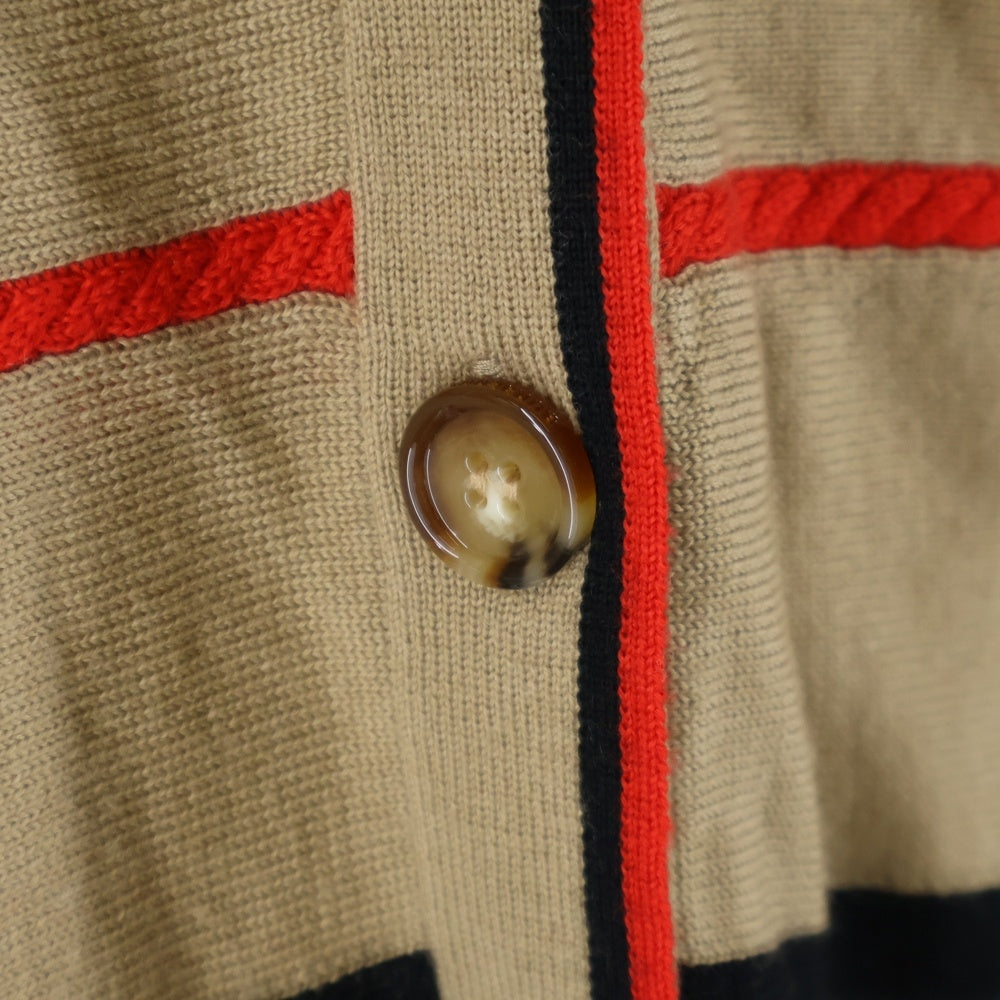 BURBERRY(バーバリー) ボーダー総柄 ウール ニット カーディガン ベージュ 8084328