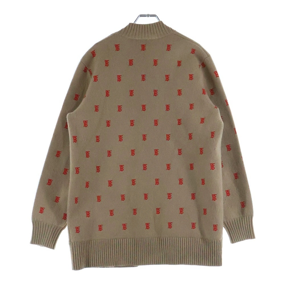 BURBERRY(バーバリー) TBロゴ ジャガード 総柄 カシミヤ混 ニット カーディガン ベージュ 8021032