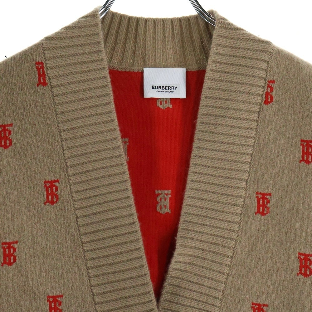 BURBERRY(バーバリー) TBロゴ ジャガード 総柄 カシミヤ混 ニット カーディガン ベージュ 8021032