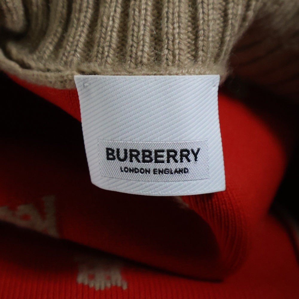 BURBERRY(バーバリー) TBロゴ ジャガード 総柄 カシミヤ混 ニット カーディガン ベージュ 8021032