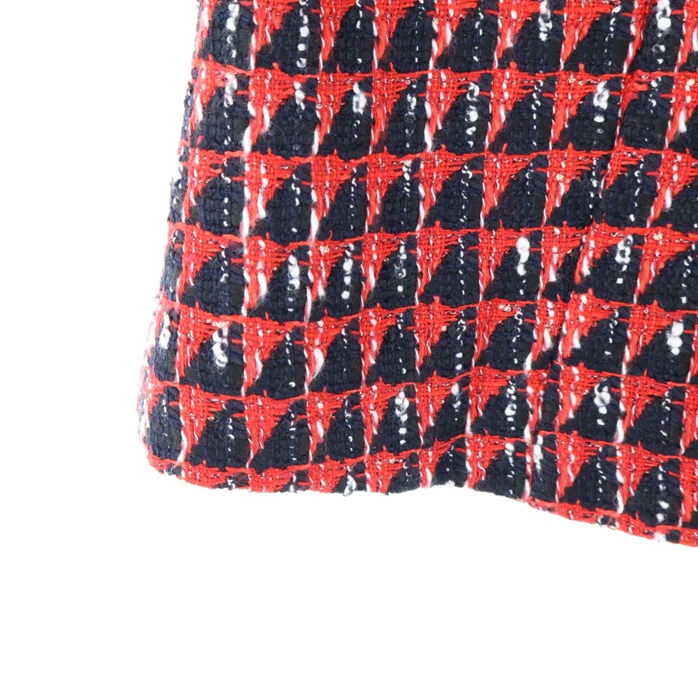 GUCCI(グッチ) タイガーボタン 総柄ジャガード タックデザイン ミディアムスカート レッド レディース 550402