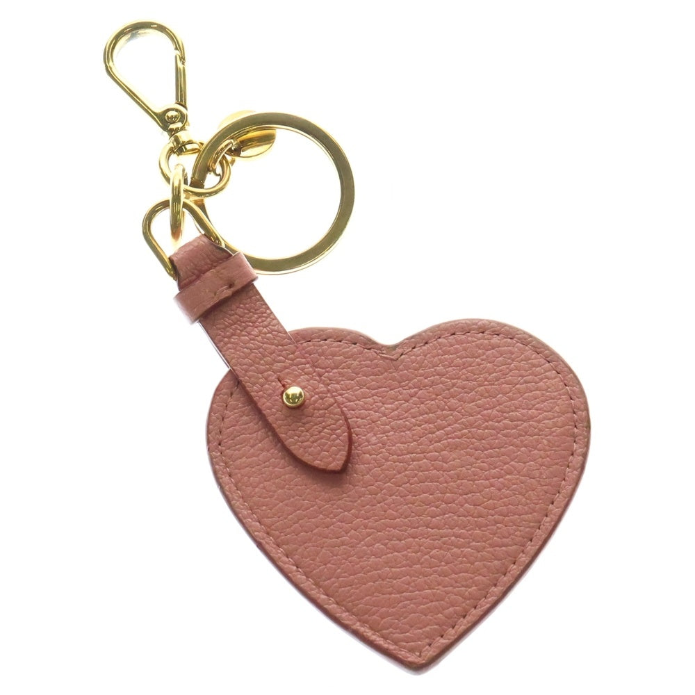 miumiu(ミュウミュウ) ハートモチーフ ミラー キーチャーム ピンク レザー 鏡