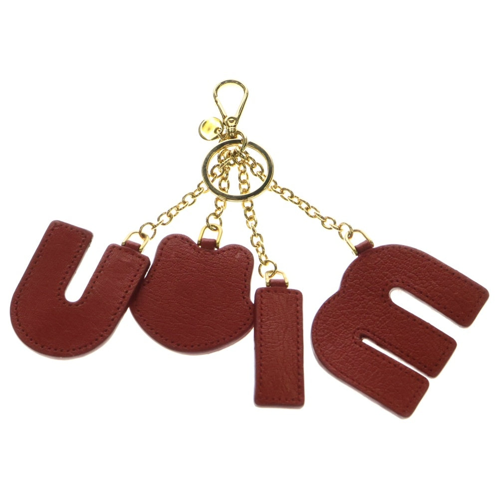 miumiu(ミュウミュウ) ファー パッチワーク 猫モチーフ キーリングチャーム ピンク×レッド 5TL251