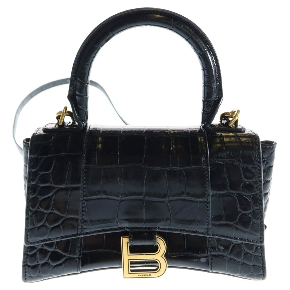 BALENCIAGA(バレンシアガ) アワーグラス ミニ ショルダーバッグ ブラック 型押し 592833