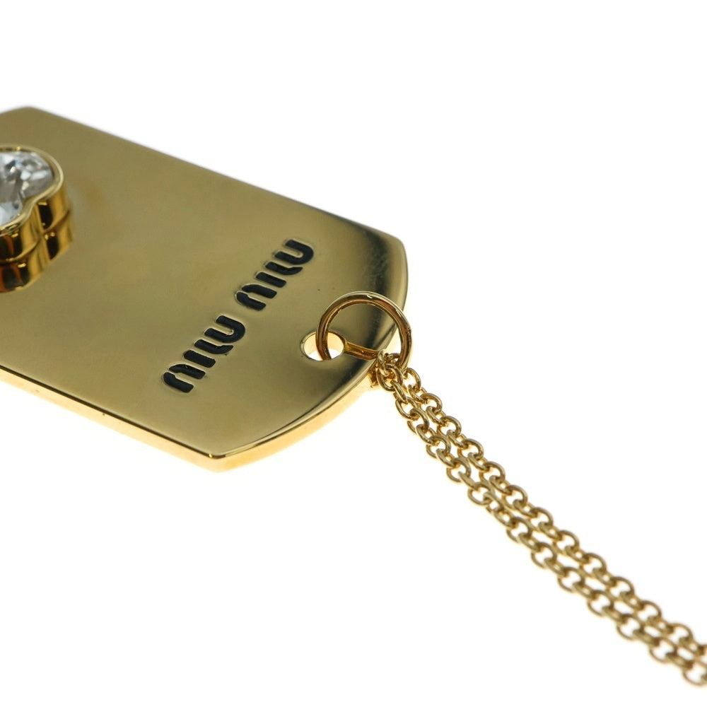 miumiu(ミュウミュウ) プレート ハートクリスタル ネックレス ペンダント ゴールド ラインストーン GP 5JC459