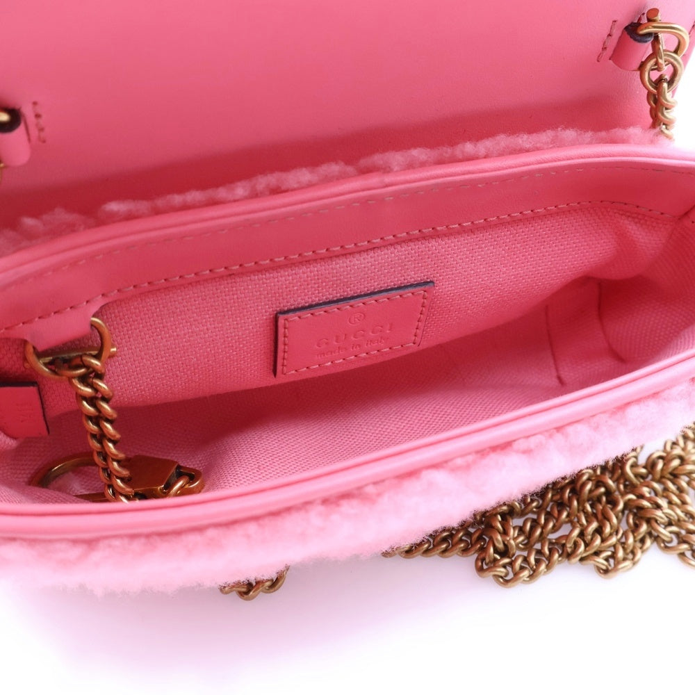 GUCCI(グッチ) GGマーモント ボアチェーンショルダー バック ピンク レディース