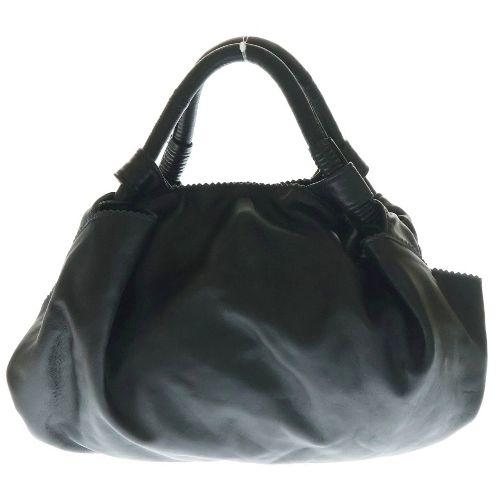 LOEWE(ロエベ) ナッパアイレ アナグラム エンボスロゴ チャーム付き ラムスキン レザー ハンドバッグ ゴールド金具 ブラック