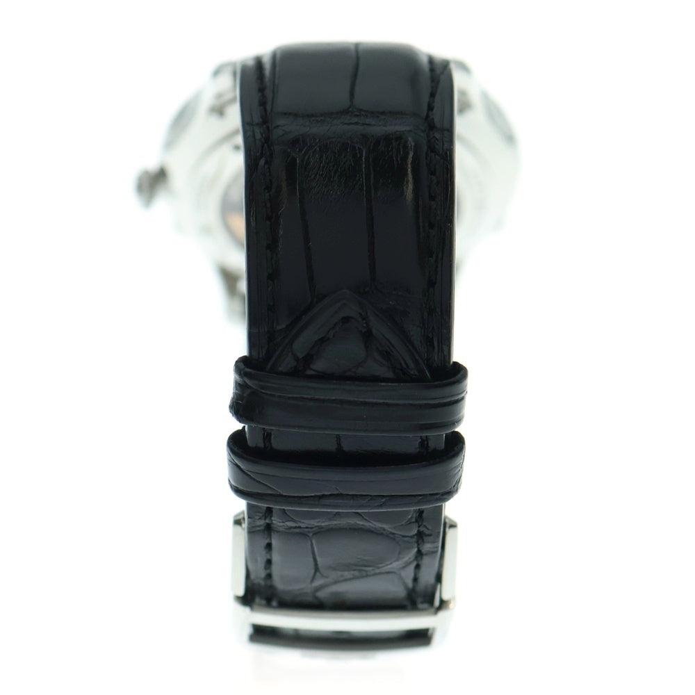 JAEGER-LECOULTRE(ジャガールクルト) Q1368471 マスターウルトラスリム ムーンフェイズ 黒文字盤 SS×革/AT ステンレス 自動巻き 腕時計