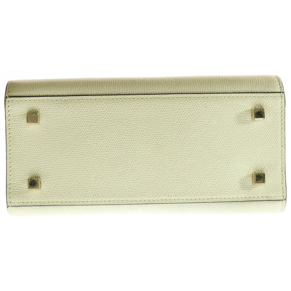 Valextra(ヴァレクストラ) ミニイジィデ レザー 2WAY ハンド ショルダーバッグ ゴールド金具 アイボリー/ホワイト