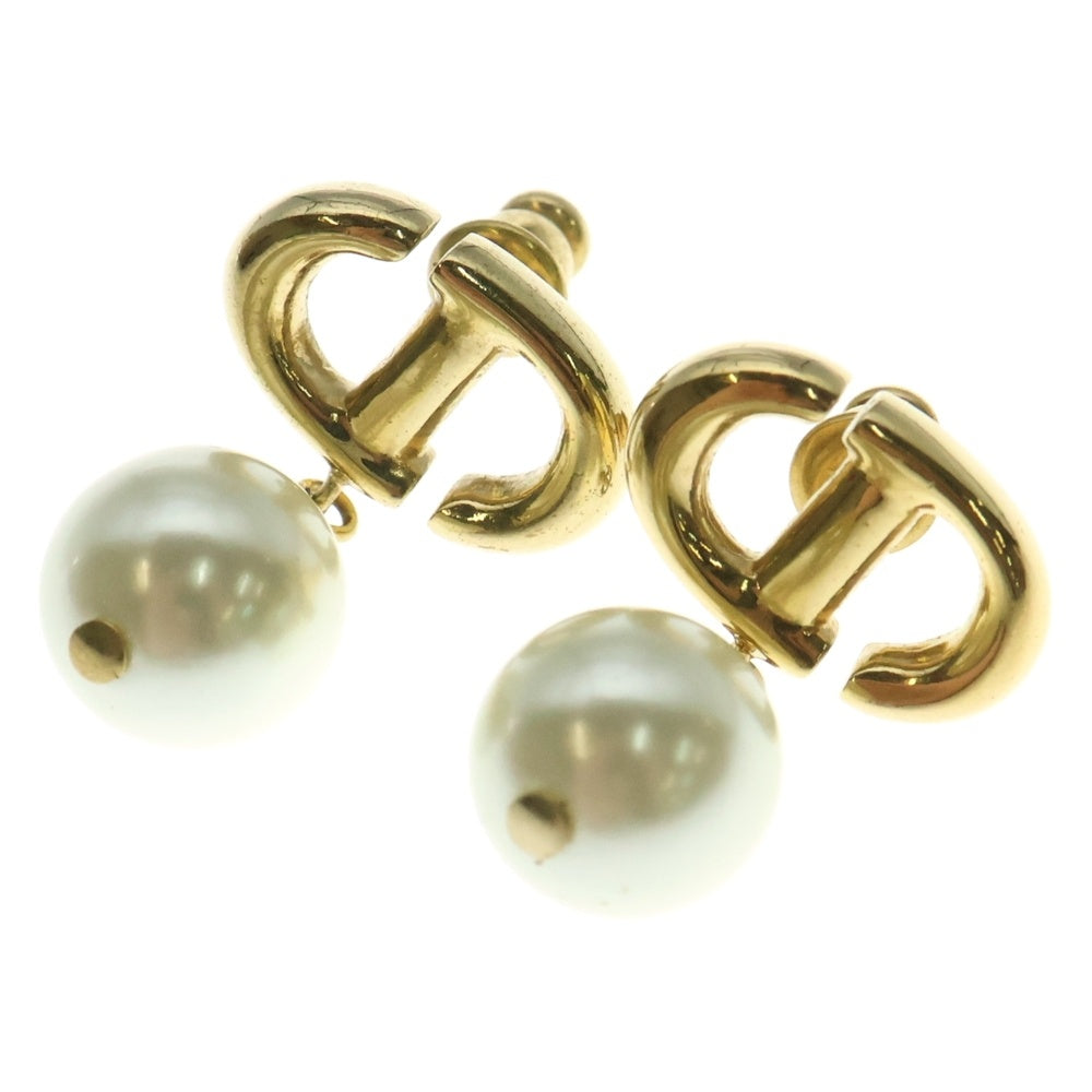 Christian Dior(クリスチャンディオール) Petit CDロゴ フェイクパール ドロップピアス ゴールド