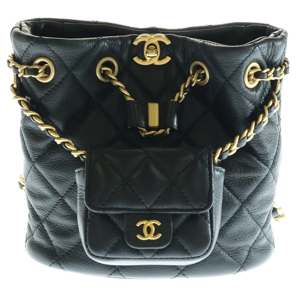 CHANEL(シャネル) ココマーク マトラッセ ラムスキン レザーチェーンショルダーバックパック リュック ブラック レディース AS3947