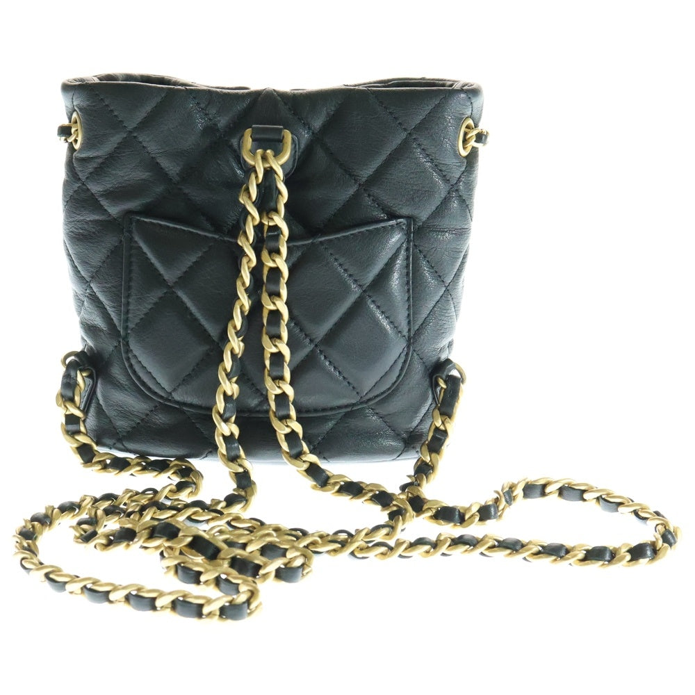 CHANEL(シャネル) ココマーク マトラッセ ラムスキン レザーチェーンショルダーバックパック リュック ブラック レディース AS3947