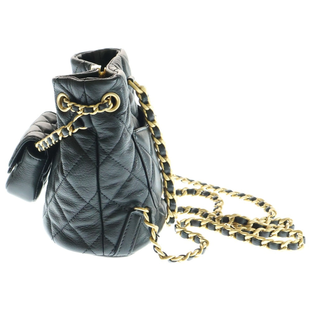 CHANEL(シャネル) ココマーク マトラッセ ラムスキン レザーチェーンショルダーバックパック リュック ブラック レディース AS3947